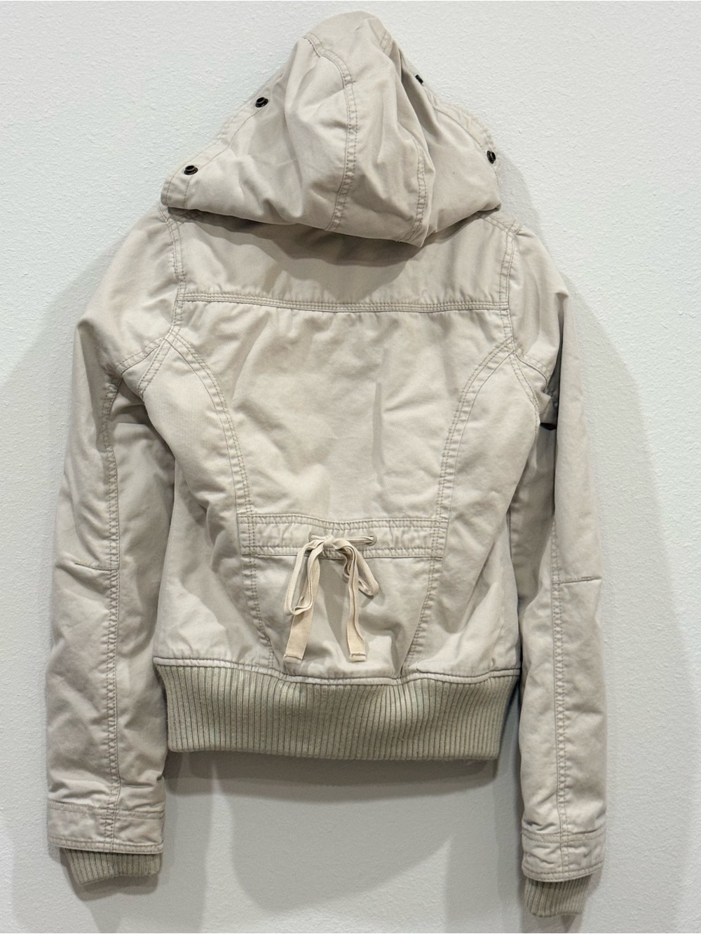 Y2K Hollister Cream Hooded Jacket Size Small - Picture 3 of 6